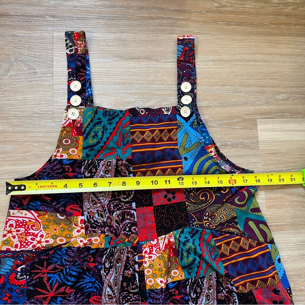 Colorful vintage patchwork overalls in size Medium boho hippie festival - Picture 4 of 8